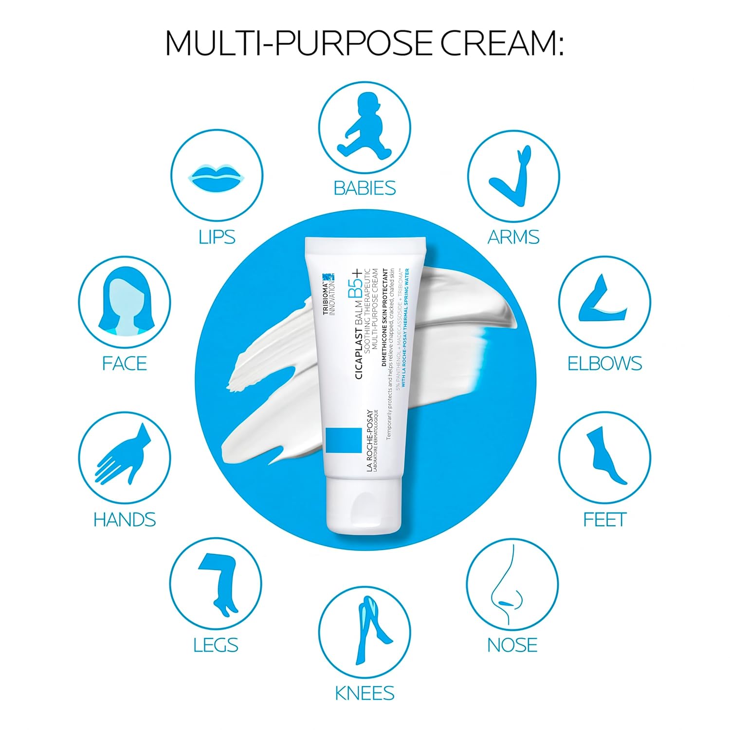 La Roche-Posay Cicaplast Balm B5 Skin Barrier Repair Cream with Centella Asiatica, Shea Butter & Panthenol | Multi-Purpose Healing Ointment for Dry, Irritated Skin | Face, Body & Hand Balm, Baby Safe