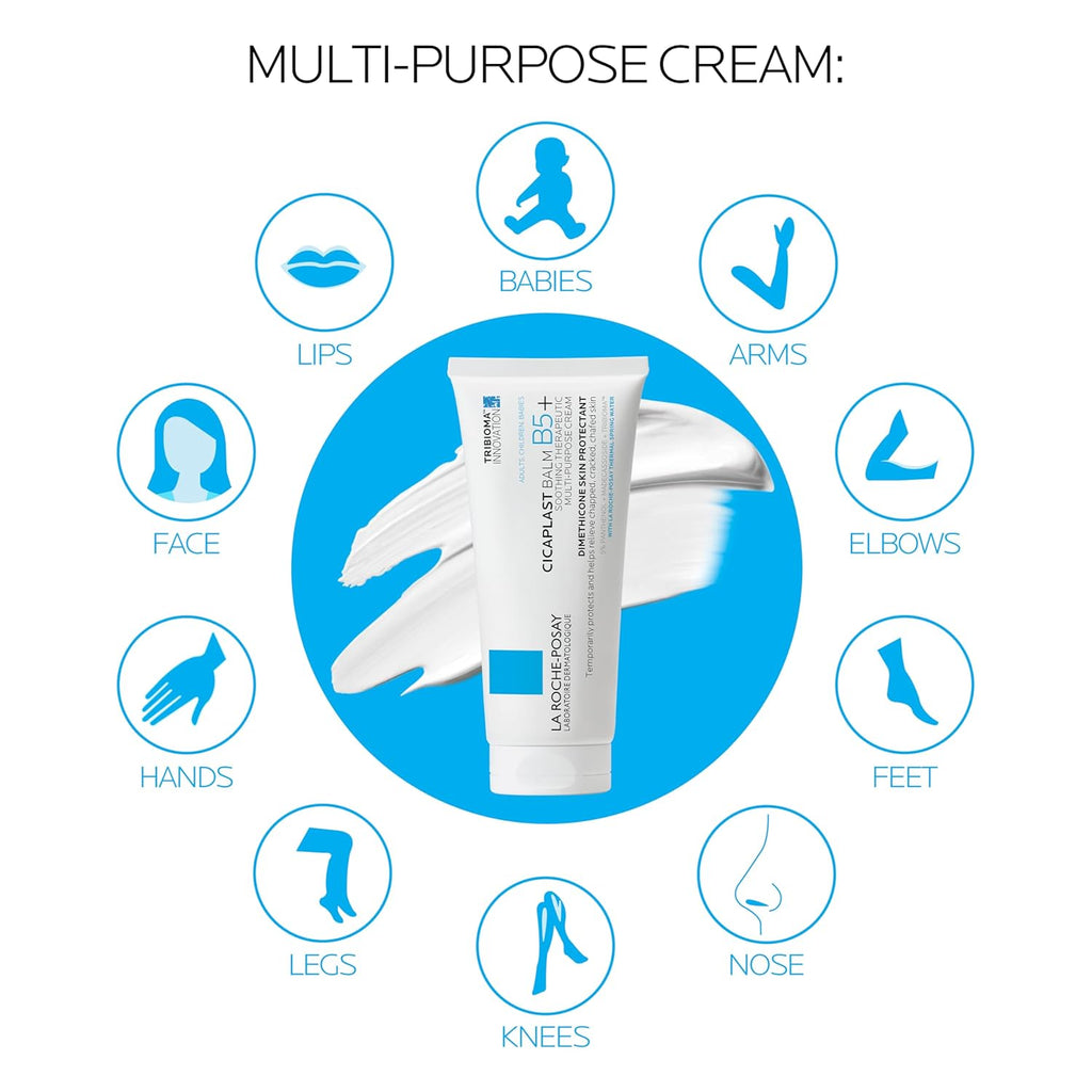 La Roche-Posay Cicaplast Balm B5 Skin Barrier Repair Cream with Centella Asiatica, Shea Butter & Panthenol | Multi-Purpose Healing Ointment for Dry, Irritated Skin | Face, Body & Hand Balm, Baby Safe