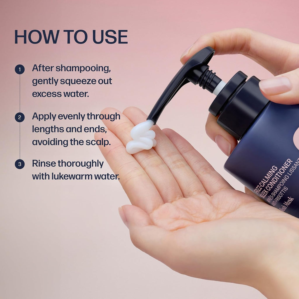 UNOVE Frizz-Calming Sleek Conditioner, Blush Musk, 290mL/9.80 fl oz | Korean Hair Care, Anti Frizz Conditioner, Smoothing Conditioner for Frizzy Hair