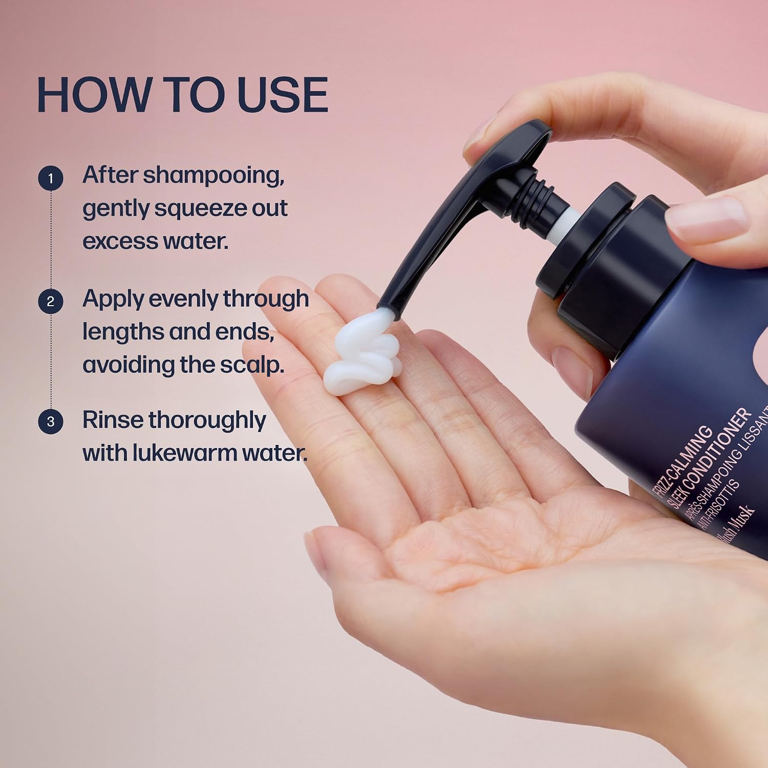 UNOVE Frizz-Calming Sleek Conditioner, Blush Musk, 290mL/9.80 fl oz | Korean Hair Care, Anti Frizz Conditioner, Smoothing Conditioner for Frizzy Hair