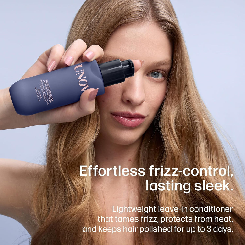 UNOVE Frizz-Calming Sleek Leave-In Conditioner, Anti Frizz Heat Protectant Hair Treatment, 72-Hour Frizz Control, Humidity & Static Resistant, 150 ml / 5.07 fl oz | Korean Hair Care, Leave In Conditioner, Anti Frizz Heat Protectant